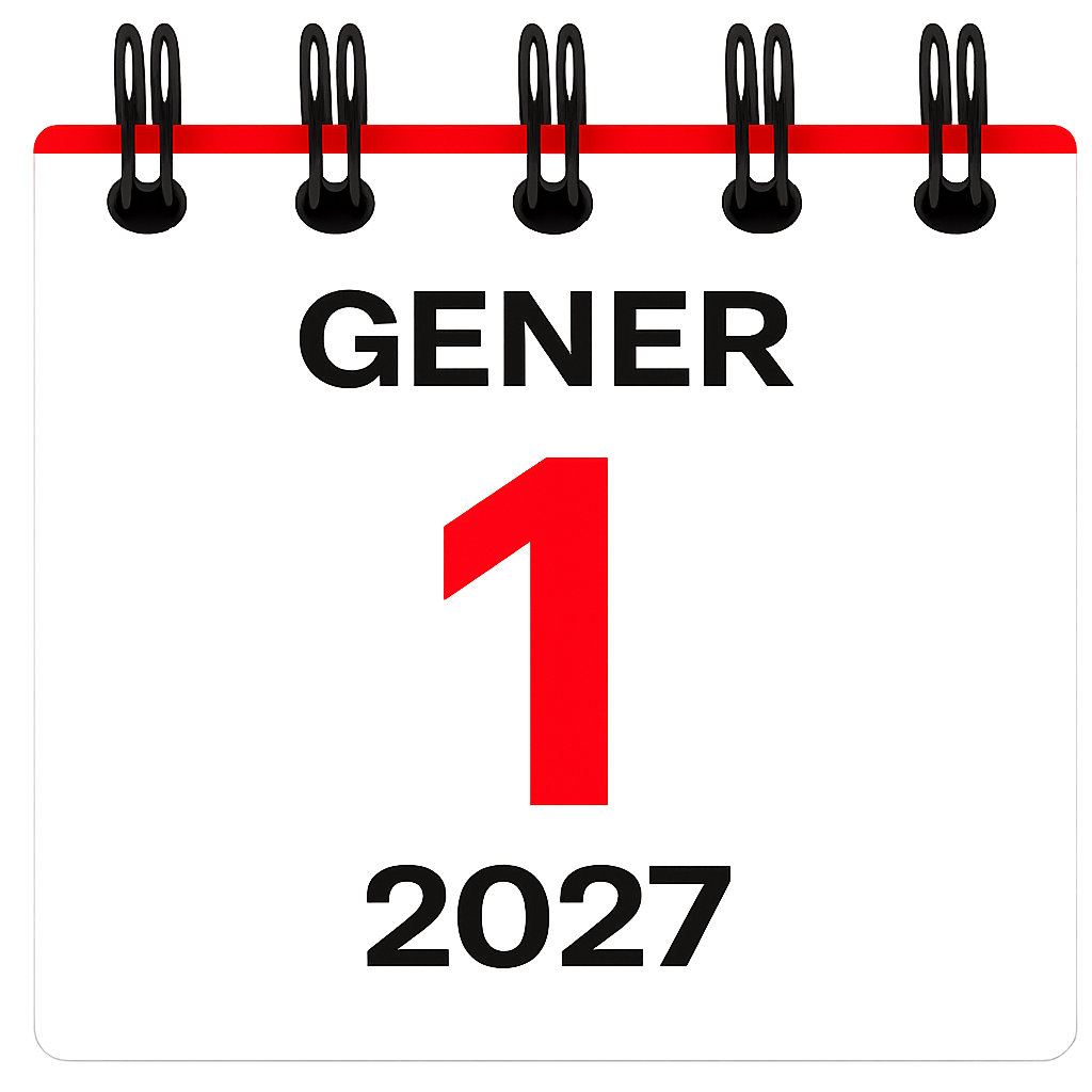 Calendari amb la data d'entrada en vigor de Verifactu — 1 de gener 2027
